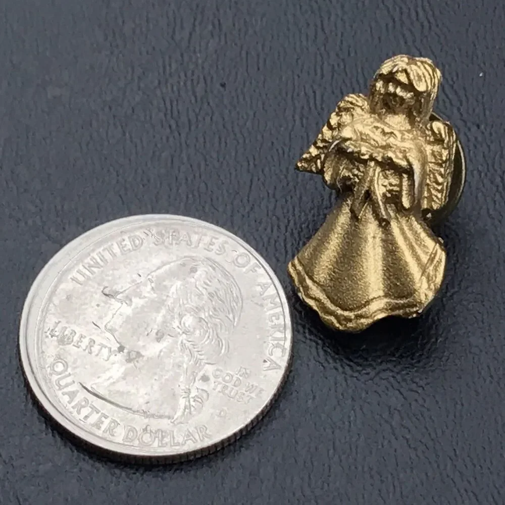 Angel Brooch Vintage Pin Gold Tone Small